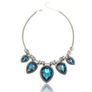 Crystal Bib Statement Charm Waterdrop Necklace