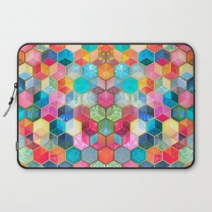 Crystal Bohemian Honeycomb Cubes - colorful hexagon pattern Computer Cover by micklyn - Laptop Sleeve - 15"