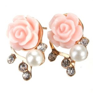 Crystal Resin Rose Flower Stud Earring