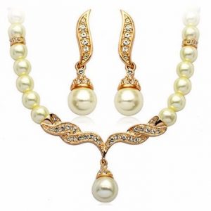 Crystal Simulate Pearl Bridal Jewelry Set