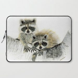 Curious Cubs - raccoons, animals, wildlife, nature Computer Cover by Muskoka Fox Designs - Laptop Sleeve - 15"