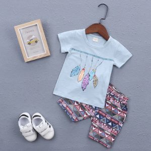 Cute Baby Boys Short Sleeves Printed Two-piece Outfits