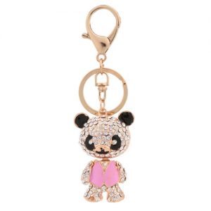 Cute Bear Pendant Key Ring Crystal Rhinestone Car Key Chain Fashion Women Love Jewelry Purse Handbag Charm Accessory Gift