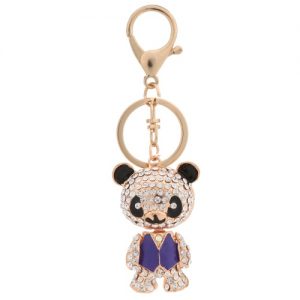 Cute Bear Pendant Key Ring Crystal Rhinestone Car Key Chain Fashion Women Love Jewelry Purse Handbag Charm Accessory Gift