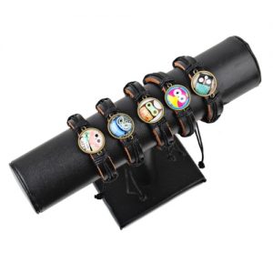 Cute Lovely Round Owl Woven Leather Wrist Bracelet for Women Vintage Jewelry Accessory Gift