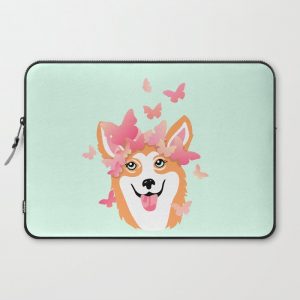 Cute corgi with butterflies Computer Cover by ewdondoxja - Laptop Sleeve - 15"