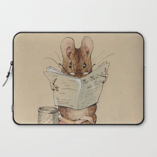 Cute little mouse reading a newspaper Computer Cover by Viktorius Art - Laptop Sleeve - 15"