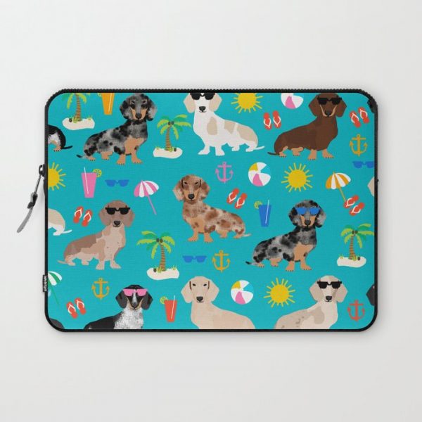 Dachshunds beach summer tropical vacation weener dogs doxie gifts Computer Cover by Dear Doxie - Laptop Sleeve - 13"