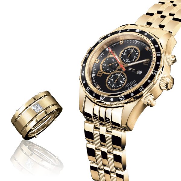 Daniel Steiger Alphagraph Diamond Watch & Gold Quattro Ring Set