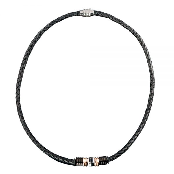 Daniel Steiger Black Diamond Leather Collection Necklace