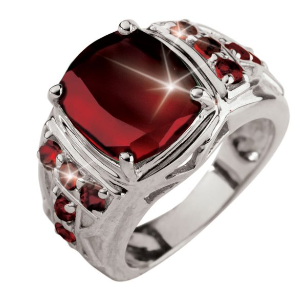 Daniel Steiger Bohemia Garnet Men's Rhodium Ring