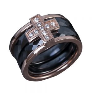 Daniel Steiger Ceramica Cross Men's Ring