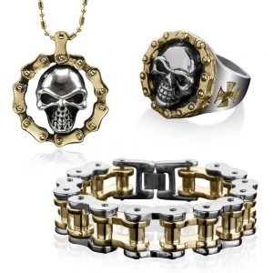 Daniel Steiger Chain Link Collection - Skull Ring Set