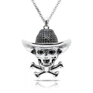 Daniel Steiger Cowboy Rhodium Skull Pendant