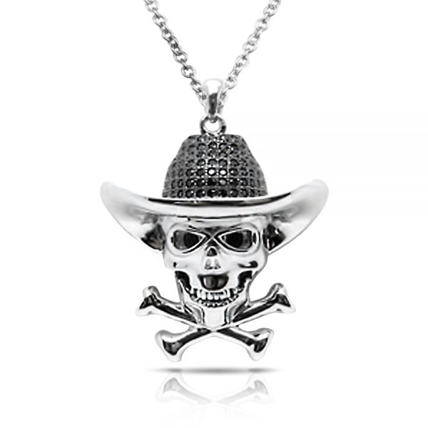 Daniel Steiger Cowboy Rhodium Skull Pendant