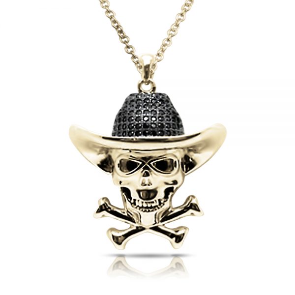 Daniel Steiger Cowboy Yellow Gold Skull Pendant