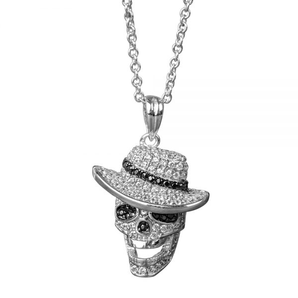 Daniel Steiger Gangsta Skull Mens Rhodium Pendant