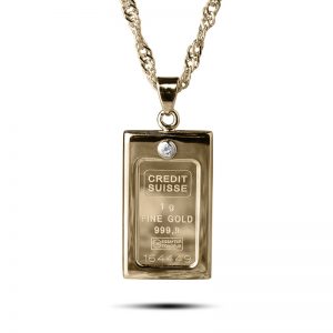 Daniel Steiger Gold and Diamond Ingot Pendant