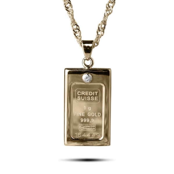 Daniel Steiger Gold and Diamond Ingot Pendant