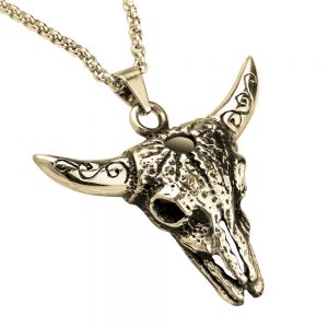 Daniel Steiger Longhorn Skull Yellow Gold Pendant