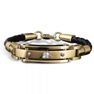 Daniel Steiger Men's Gold and Leather Bracelet