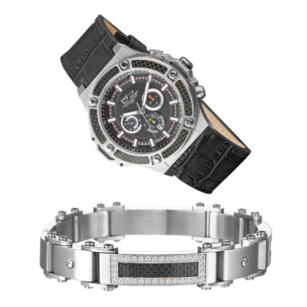 Daniel Steiger Men's Viper Watch and Bracelet Set (Steel)