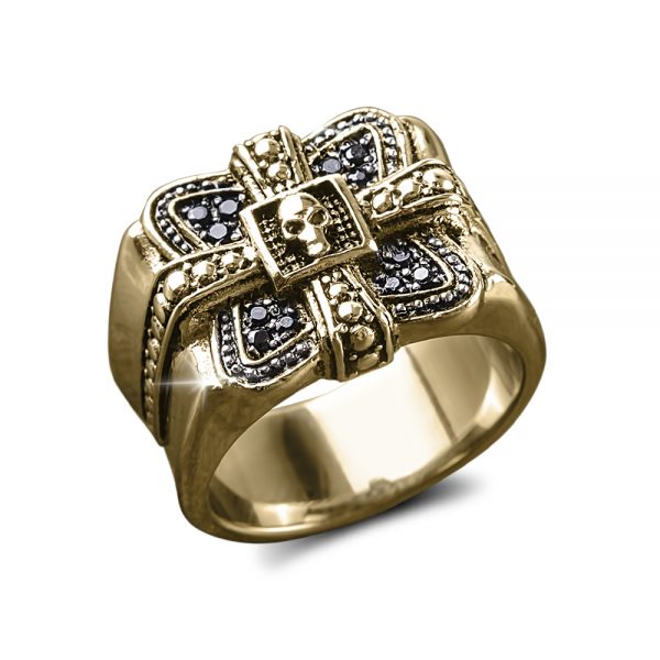 Daniel Steiger Midnight Skull Gold Fused Ring