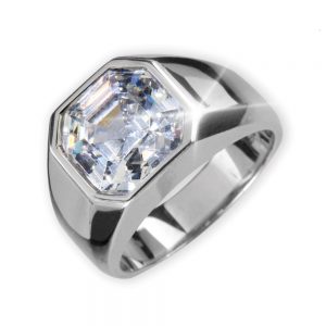 Daniel Steiger Rhodium Asscher Cut Men's Ring