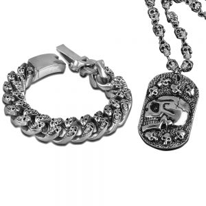 Daniel Steiger Skull Chain Pendant and Bracelet