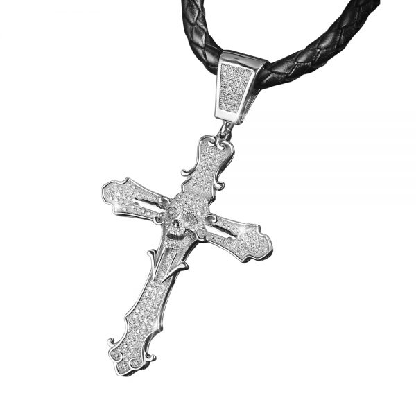 Daniel Steiger Skull Cross Rhodium Pendant