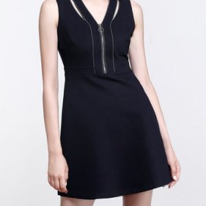 Dark Blue A-line Cutout Sleeveless Mini Dress