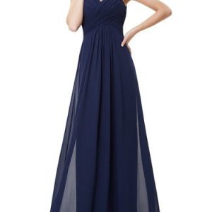 Dark Blue Elegant One Shoulder Evening Dress