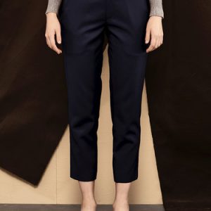 Dark Blue Simple Solid Pockets Straight Leg Pants