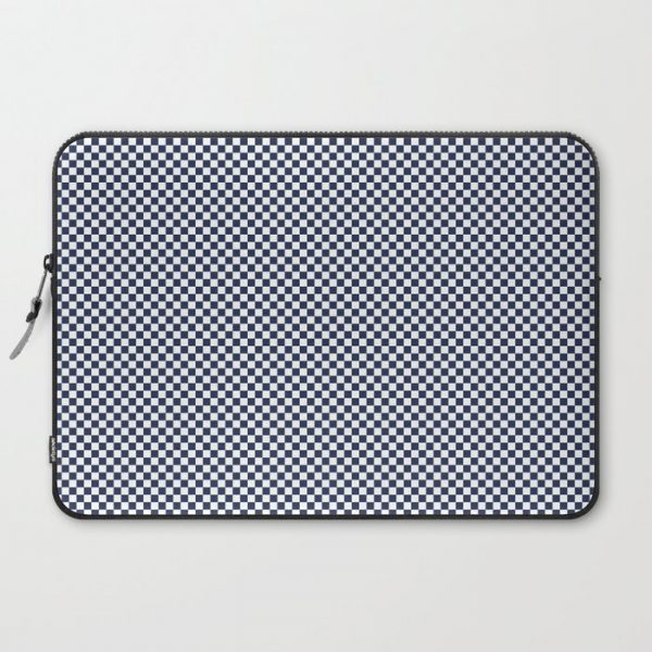 Dark Sargasso Blue and White Mini Check 2018 Color Trends Computer Cover by Honor and obey - Laptop Sleeve - 15"