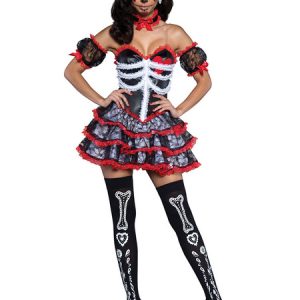 Day Of The Dead Costume Sugar Skull Costume Halloween Sexy Costume Women's Floral Outfit Set Halloween