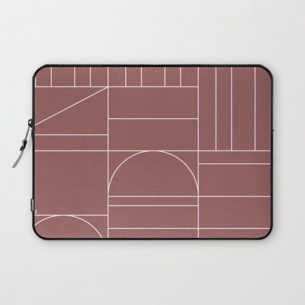 Deco Geometric 04 Dark Pink Computer Cover by The Old Art Studio - Laptop Sleeve - 13"