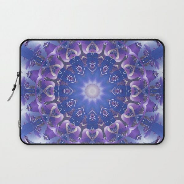 Deep Blue and Purple Fractal Mandala Computer Cover by Kelly Dietrich - Laptop Sleeve - 13"