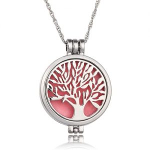 Delicate Jewelry Aromatherapy Necklace Tree of Life Pattern Locket Pendant Perfume Diffuser Necklace