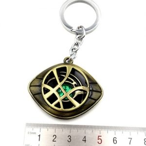 Doctor Strange Necklace Eye of Agamotto Alloy Key Chain Costume Prop Stone Pendant Exquisite Retro Key Ring