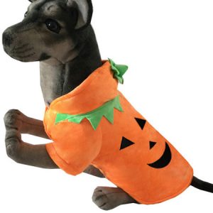 Dog Halloween Costume Pumpkin Yellow Fleece Pet Costume Halloween