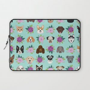 Dogs and cats pet friendly floral animal lover gifts dog breeds cat ladies Computer Cover by PetFriendly - Laptop Sleeve - 13"