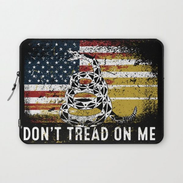 Don't Tread on Me Gadsden Military USA American Flag Rattlesnake Grunge Design Revolution Computer Cover by Grunt Lifestyle - Laptop Sleeve - 13"