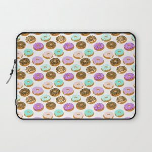 Donuts - junk food treat funny illustration with happy food face doughnuts pastry bakery Computer Cover by CharlotteWinter - Laptop Sleeve - 13"