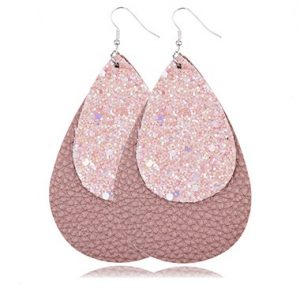 Dusty Pink Layered Sequin Detail Earring Set - One Size