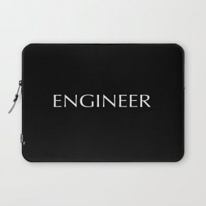 "ENGINEER" in white letters on a black background. Computer Cover by Crazy Like A Dog Stuff - Laptop Sleeve - 13"