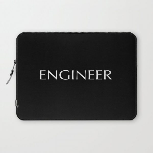 "ENGINEER" in white letters on a black background. Computer Cover by Crazy Like A Dog Stuff - Laptop Sleeve - 13"