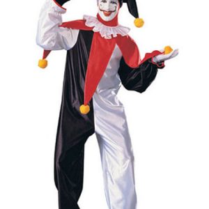 Easy Clown Costume Mardi Gras Circus Costume Men Black White Jumpsuit