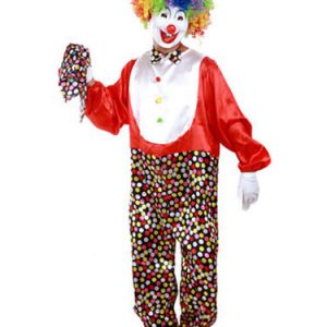 Easy Clown Costume Men Mardi Gras Circus Costume Red Jumpsuit With Hat