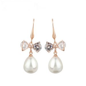 Elegant Bowknot Pearl Earrings