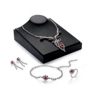 Elegant Jewelry Set Leaves Flower Zircon Bracelet Necklace Set